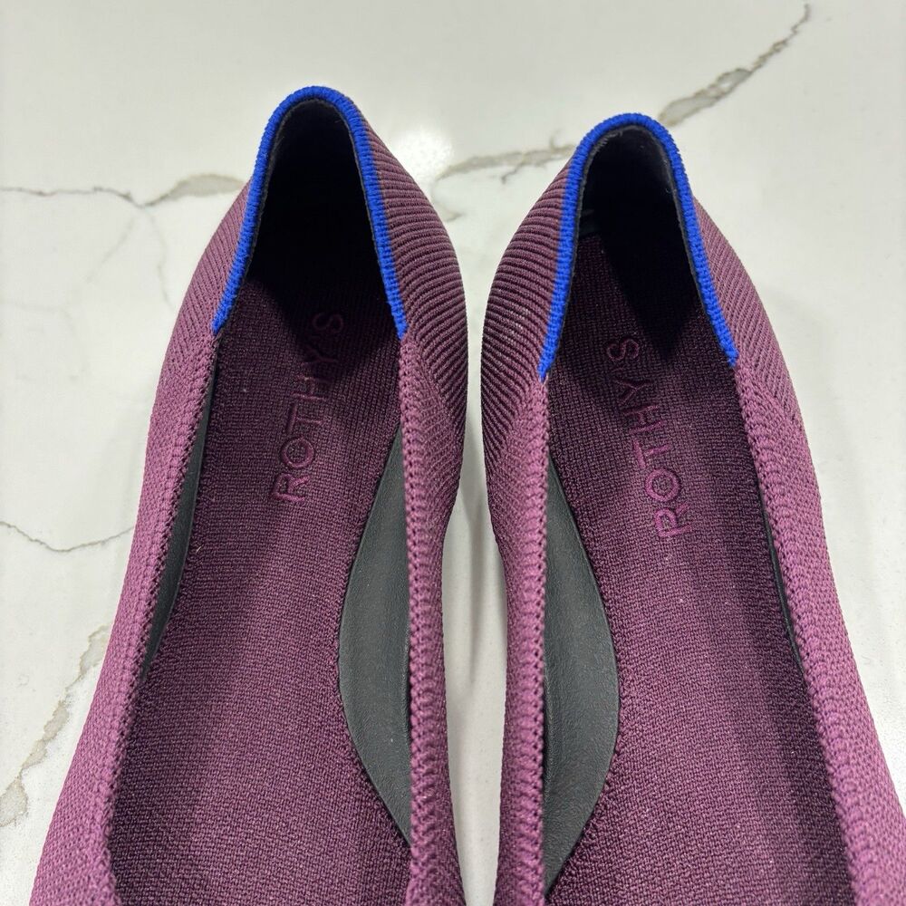 Rothys Flats Womens Size 8 The Point II Maroon And Gold Woven Shoes Slip On - Picture 3 of 7